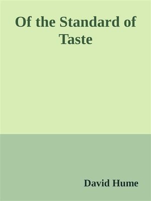 cover image of Of the Standard of Taste